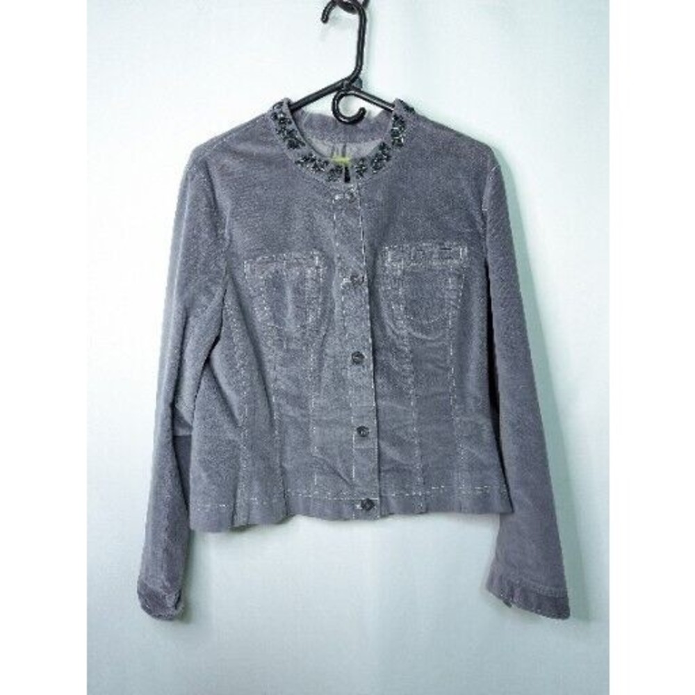 Sigrid Olsen Women's Faux Suede Jacket Lined Size 14 Career Casual Moto Gray NWT
